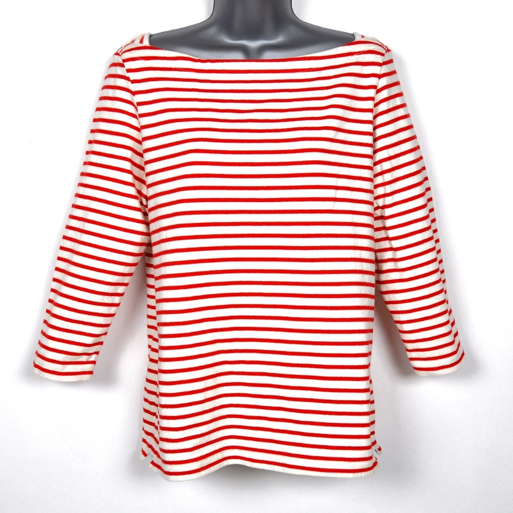UNIQLO Striped Boat Neck 3/4 Sleeve T-Shirt